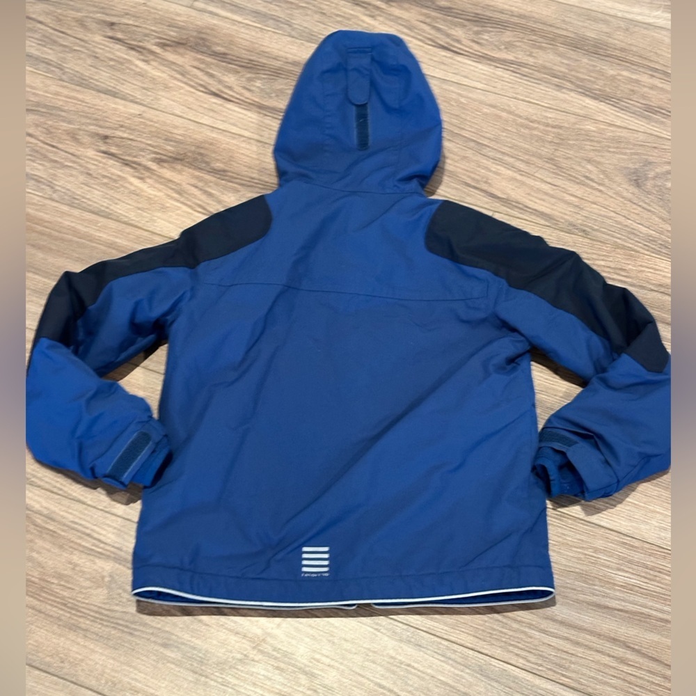 Lands' End Kids (8) Blue and Black Fleece Lined Hooded Coat - Picture 3 of 8